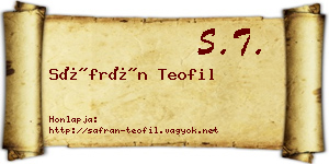 Sáfrán Teofil névjegykártya